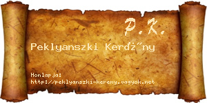 Peklyanszki Kerény névjegykártya